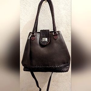 Brighton Brown Woven Leather Bucket Purse